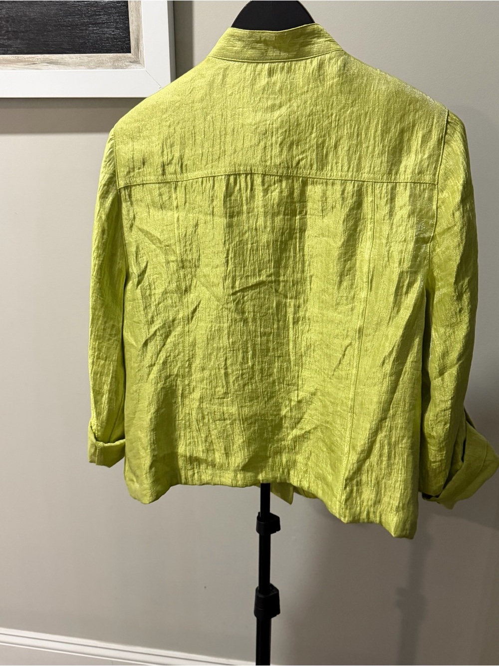 Ruby Rd. Lime Green Textured Button-Front Utility Jacket - Picture 4 of 5